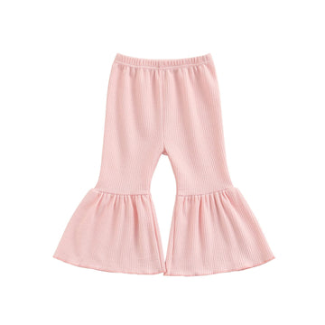 Toddler Bell Bottoms Baby Girls Ruffle Leggings Bell-Bottomed Flare Pants Trousers (I-Pink, 2-3T)