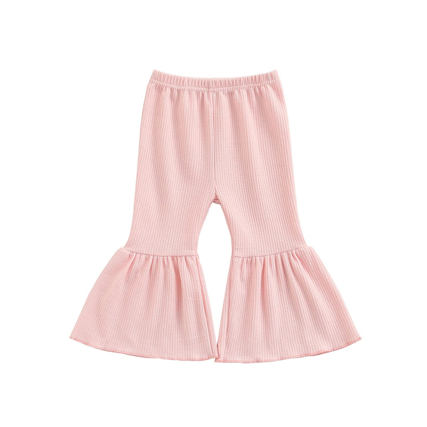 Toddler Bell Bottoms Baby Girls Ruffle Leggings Bell-Bottomed Flare Pants Trousers (I-Pink, 5-6T)