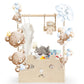 Cinnvoice Baby Shower Bear Gift Baskets with Hanger Rack, Wooden Crate Closet Bear Cards Decoration Crate for Baby Boys Girls Pr