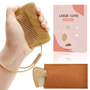 Mowawa Sandalwood Birthing Comb For Labor Pain Relief & Delivery - Labour Gifts With Birth Affirmation For Women- Wood Comb For
