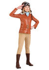 Fun Costumes Youth Deluxe Amelia Earhart Costume, Girls Historical Pilot Iconic Outfit with Jacket, Pants, Hat, Goggles, Scarf X