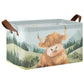 Cute Highland Cow Green Grass Baby Storage Basket with Labels&Handles Rectangular Waterproof Nursery Storage Bins Collapsible Sh