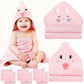 8 Pcs Hooded Baby Towel Set, Soft Baby Bath Towels, 2 Pcs 32x32 in Baby Towel with Hood and 6 PCS Baby Washcloths (Pink)