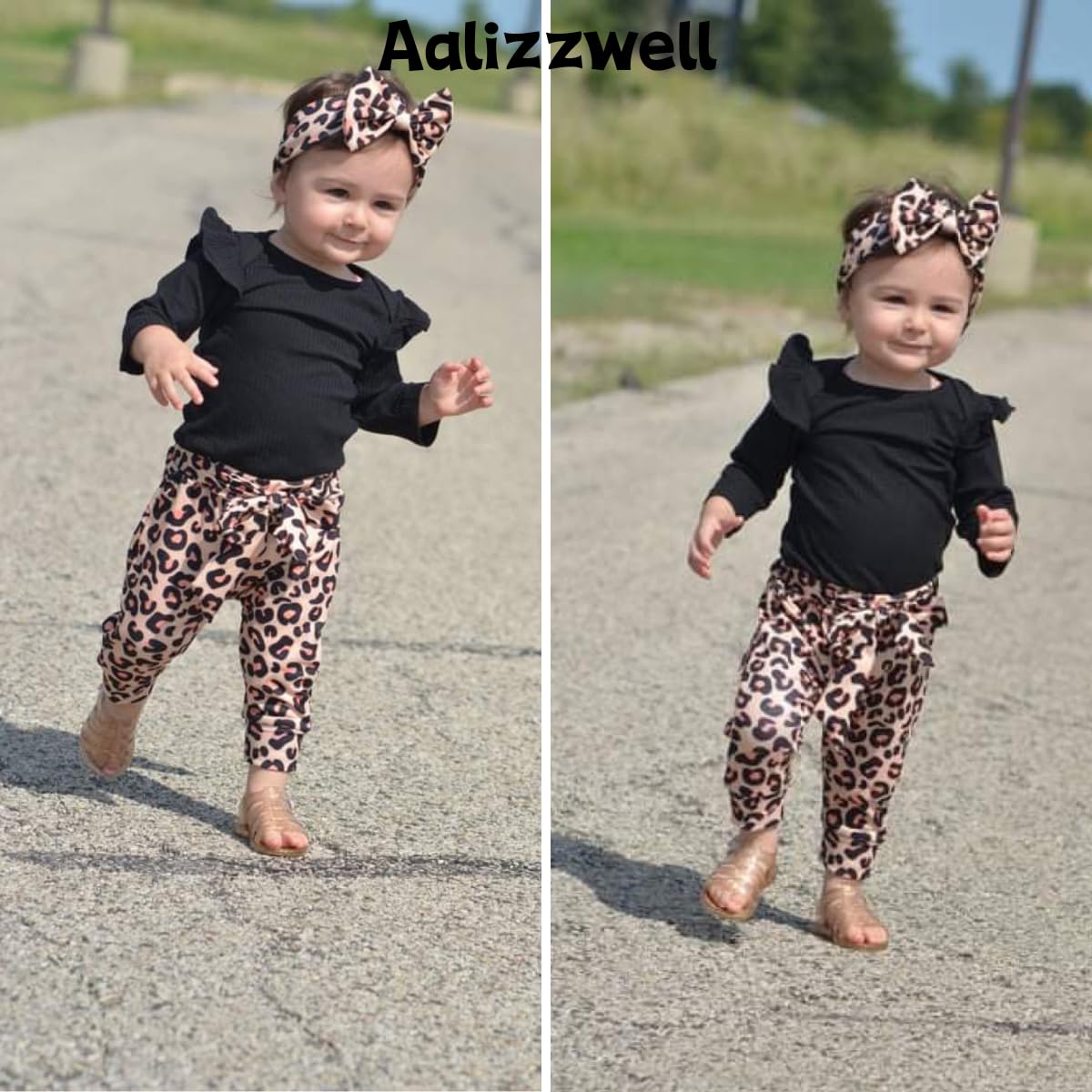 Preemie Newborn Infant Baby Girls Clothes Ribbed Bodysuit Romper Leopard Pants Set Fall Winter Spring Outfits (Cheetah, 6-12 Mon