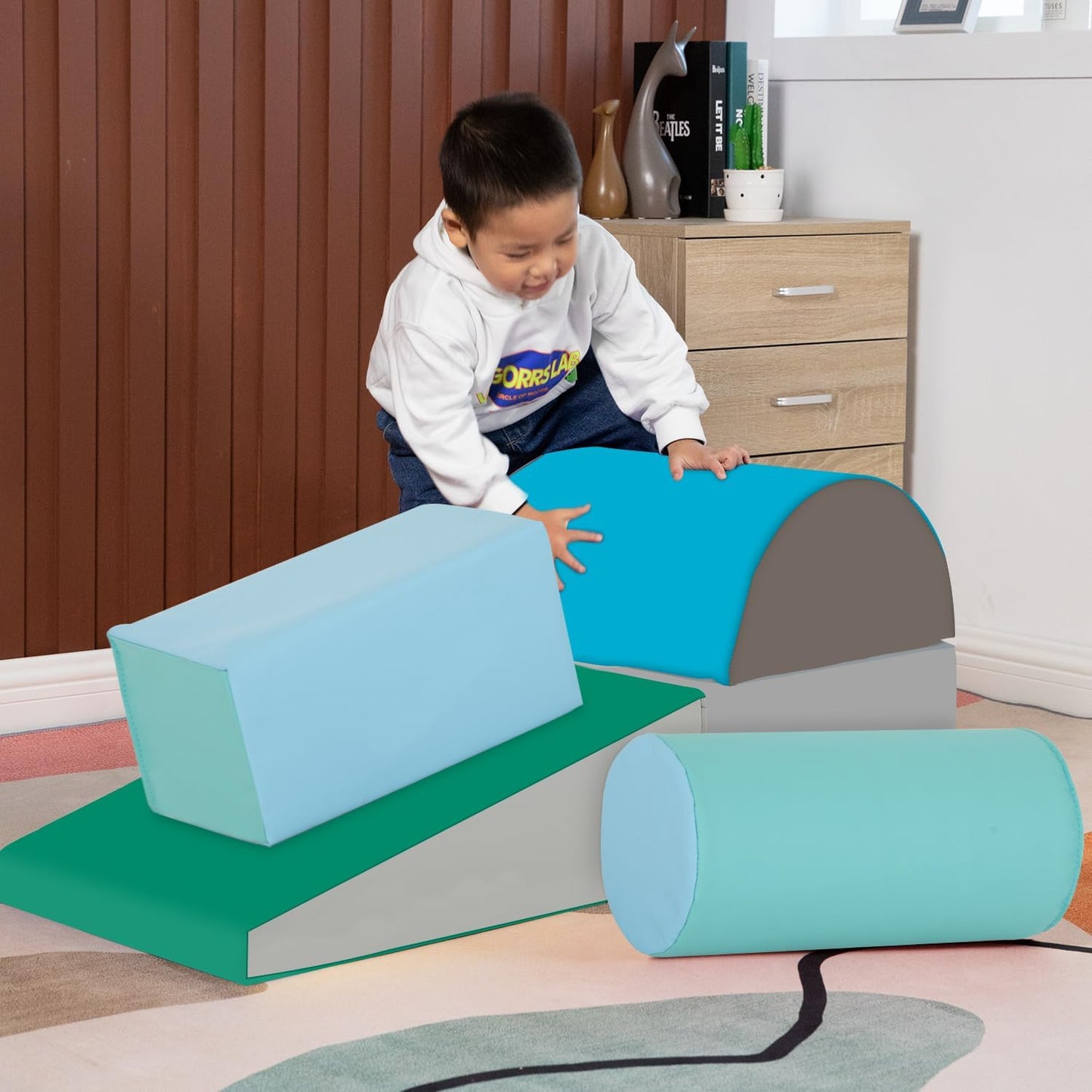 Soft Play Climbing For Toddlers Baby Climbing Toys Soft Play Equipment 5-Piece Baby Climb Soft Play Set Baby Climbing Blocks (Bl