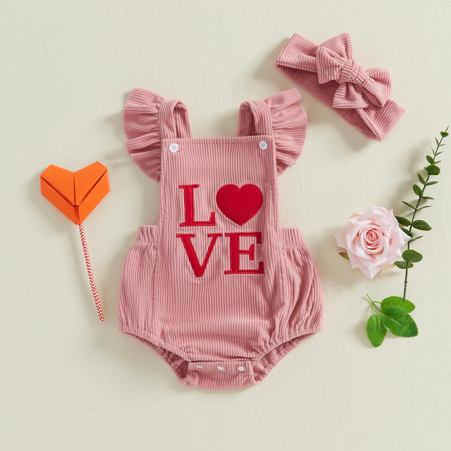 Yingisfitm My First Valentines Day Baby Girl Outfit Newborn Love Heart Bubble Romper Infant Jumpsuit Cute Baby Girl Clothes (Pin