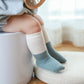 J Poqobog Toddler Baby Girls Boys Socks - Cotton Crew Socks For Baby Gifts Pack Cotton Rich Knee-High Socks Set (Blue -Non Slip,