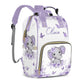 Perarts Custom Diaper Bag Mommy Bag with Multi-function Shoulders Outdoor Backpack for Newborn Baby Boy Elephant, Purple Customi
