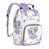 Perarts Custom Diaper Bag Mommy Bag with Multi-function Shoulders Outdoor Backpack for Newborn Baby Boy Elephant, Purple Customi