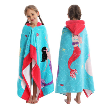 Hooded Towel For Kids, 100% Cotton Soft And Absorbent, Pool Bath Beach Swim Towel Wrap, Bathrobe Coverups For Girls And Boys, Ex