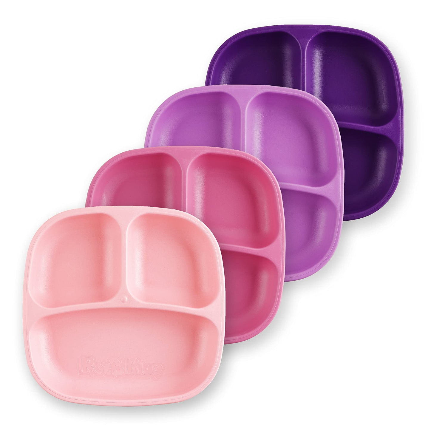 Re-Play - 4 Pack 7.37 Divided Plates with Deep Sides for Baby, Toddler & Child Feeding - BPA Free - Made in USA from Recycled Mi