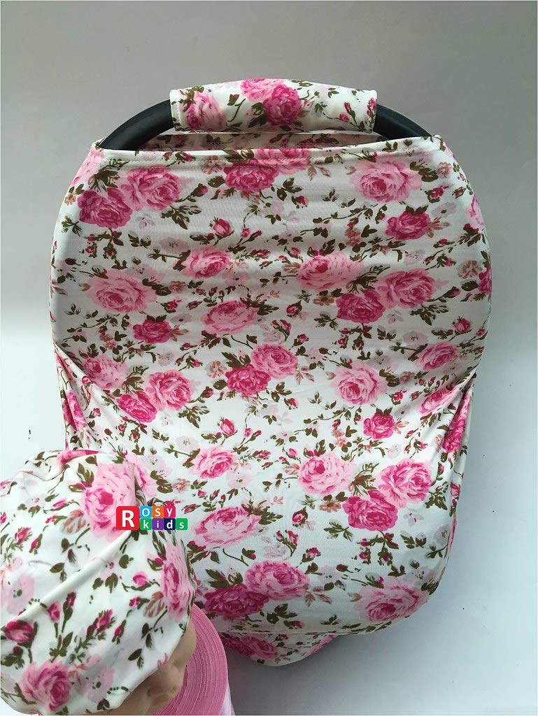 9Pc Ultimate Set Of Infant Car Seat Cover Canopy Headrest Blanket Hat Nursing Scarf, 25Je01