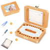 Esweny Baby Tooth Box,Solid Wood Teeth Boxes,Teeth Storage Box,Baby Save Boxes,Kids Keepsake Organizer For Baby Teeth And Hair,B