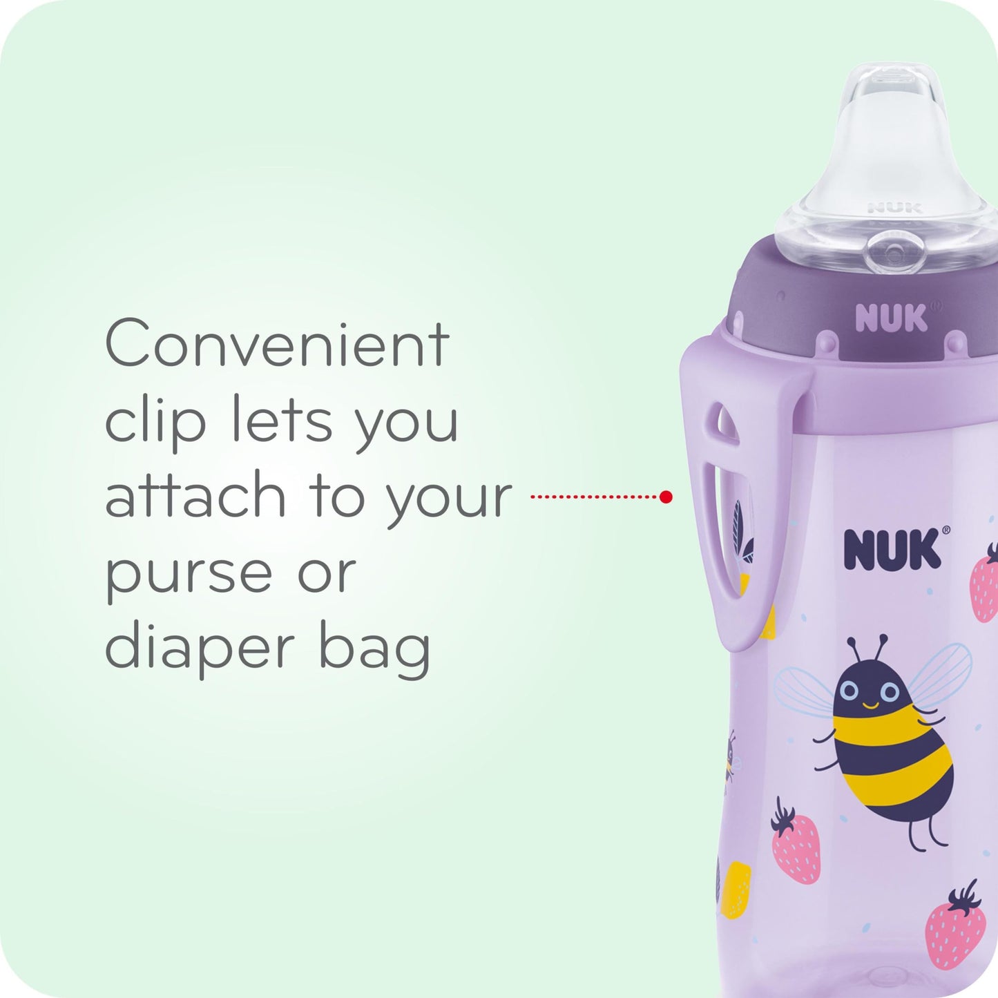 Nuk Active Spill Proof Sippy Cup, 10 Oz, 2 Pack, 8+ Months, Pink - Bpa Free, Spill Proof Sippy Cup