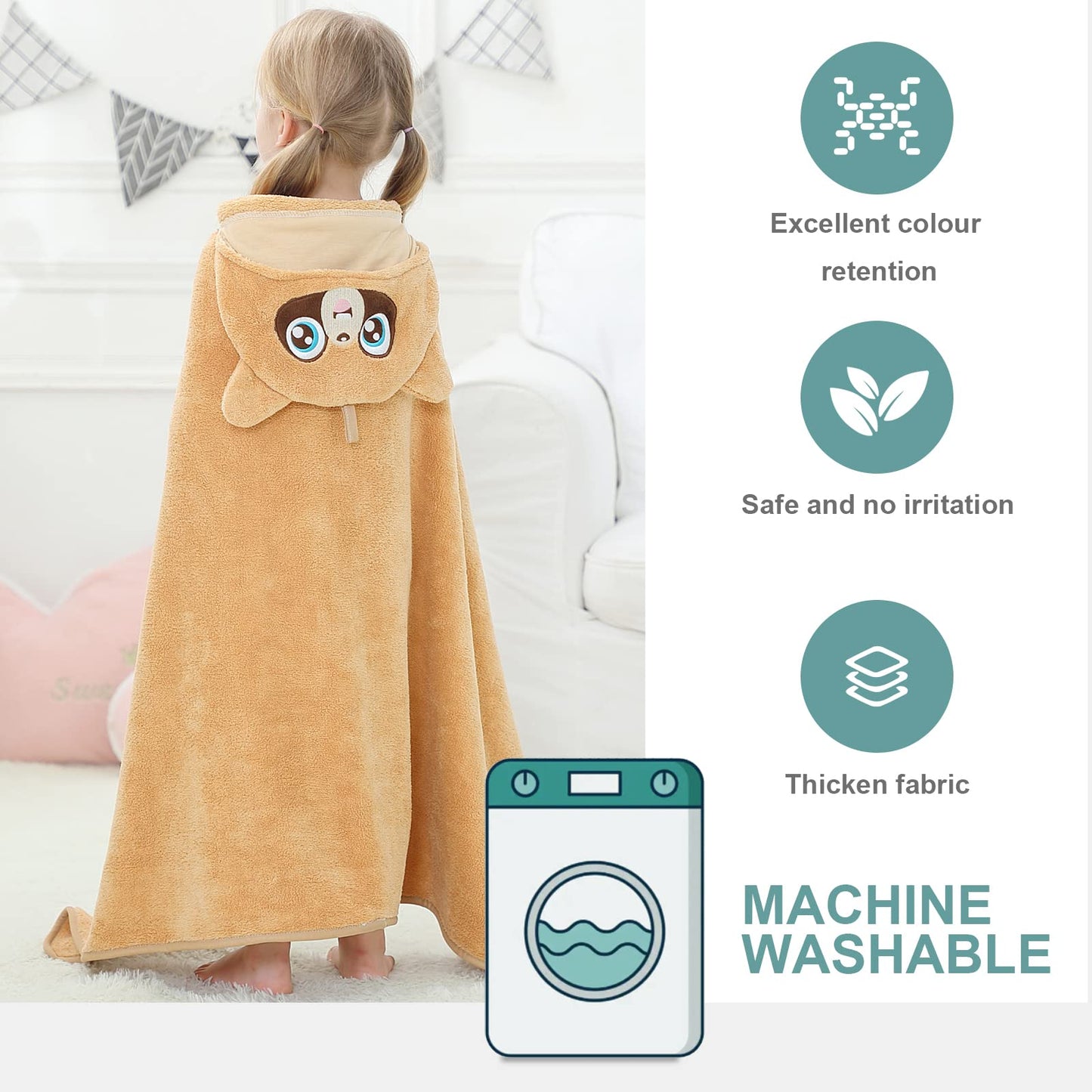 Michley Cartoon Hooded Baby Towel Unisex, Premium Soft Swimming Bathrobe Large Washcloths 31.5 ' X 53 ' For 0-9T (Raccoon)