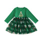 Toddler Baby Girl Clothes Christmas Dress Sequin Santa Claus Crew Neck Long Sleeves Tulle Patchwork A Line Dress (A Green, 6-12 