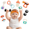 iPlay, iLearn Baby First Gym Rattle Set, Infant Dumbbell Weights Teething Rattles 3-6-12 Month, Newborn Workout Sensory Stroller