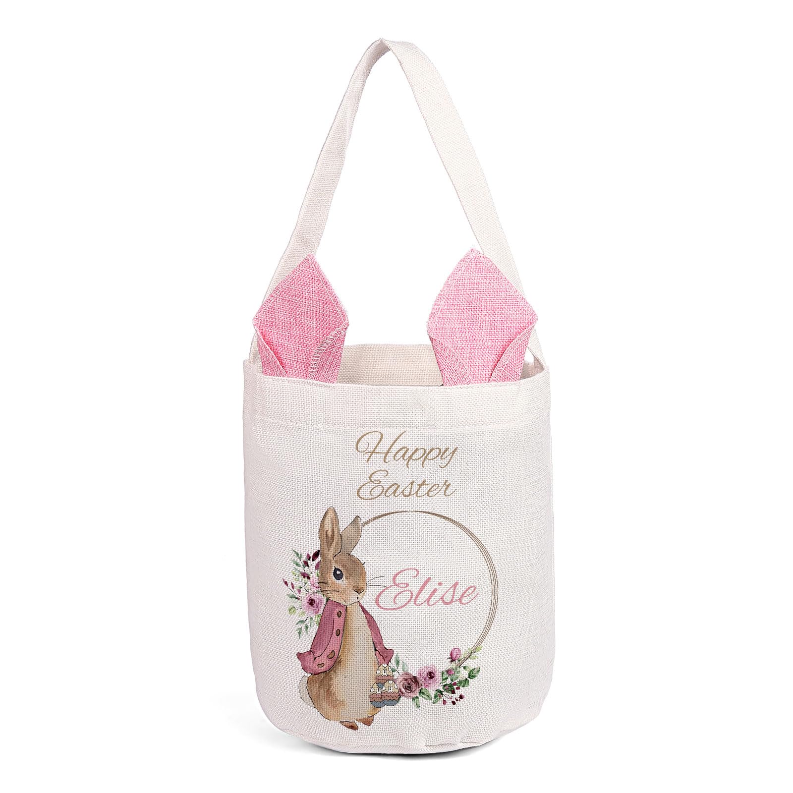 Glamourgrace Gift Basket For Gifts Empty Personalized For Kids Girls Boys With Name, Small Basket Cute Bunny Tote Bags For Toy O