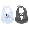 Hudson Baby Unisex Baby Silicone Bibs, One Handsome Fella, One Size