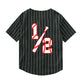 Baby Boy Girl Halfway To One 1/2 Baseball Shirt Suit - Half Birthday Infant Newborn Clothes 1 Year Black Striped