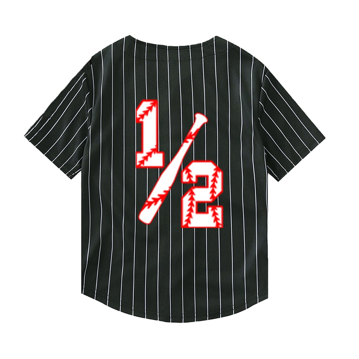 Baby Boy Girl Halfway To One 1/2 Baseball Shirt Suit - Half Birthday Infant Newborn Clothes 1 Year Black Striped