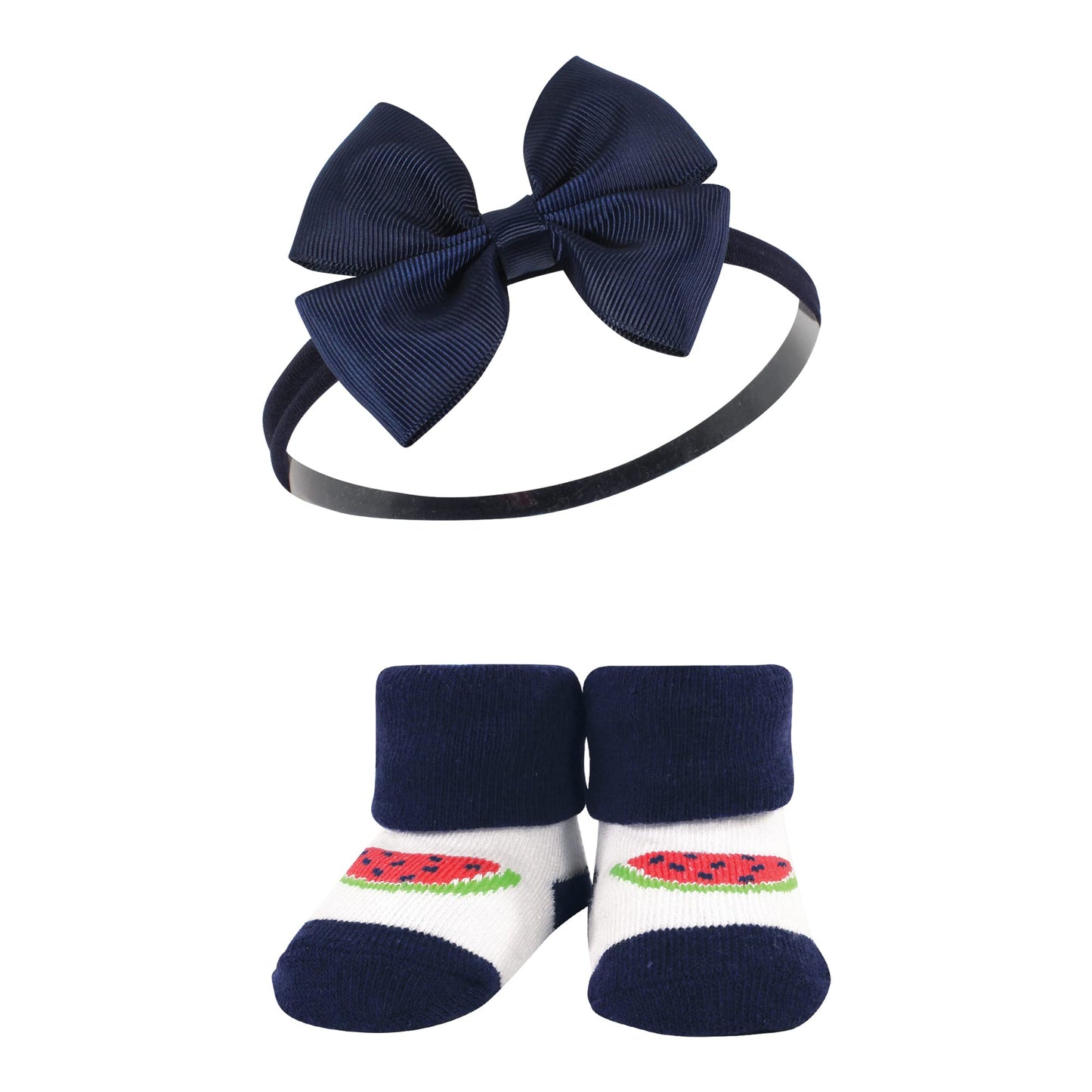 Hudson Baby Baby Girls' Headband And Socks Giftset, Watermelon, One Size