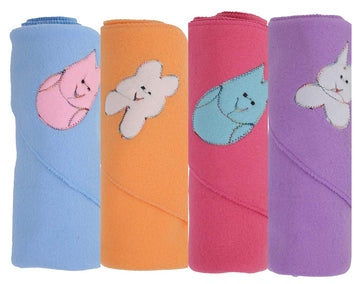 First Trend Fleece Baby Blanket Cum Swaddler (Pack of 4 Blue,Peach,Hot Pink,Purple)