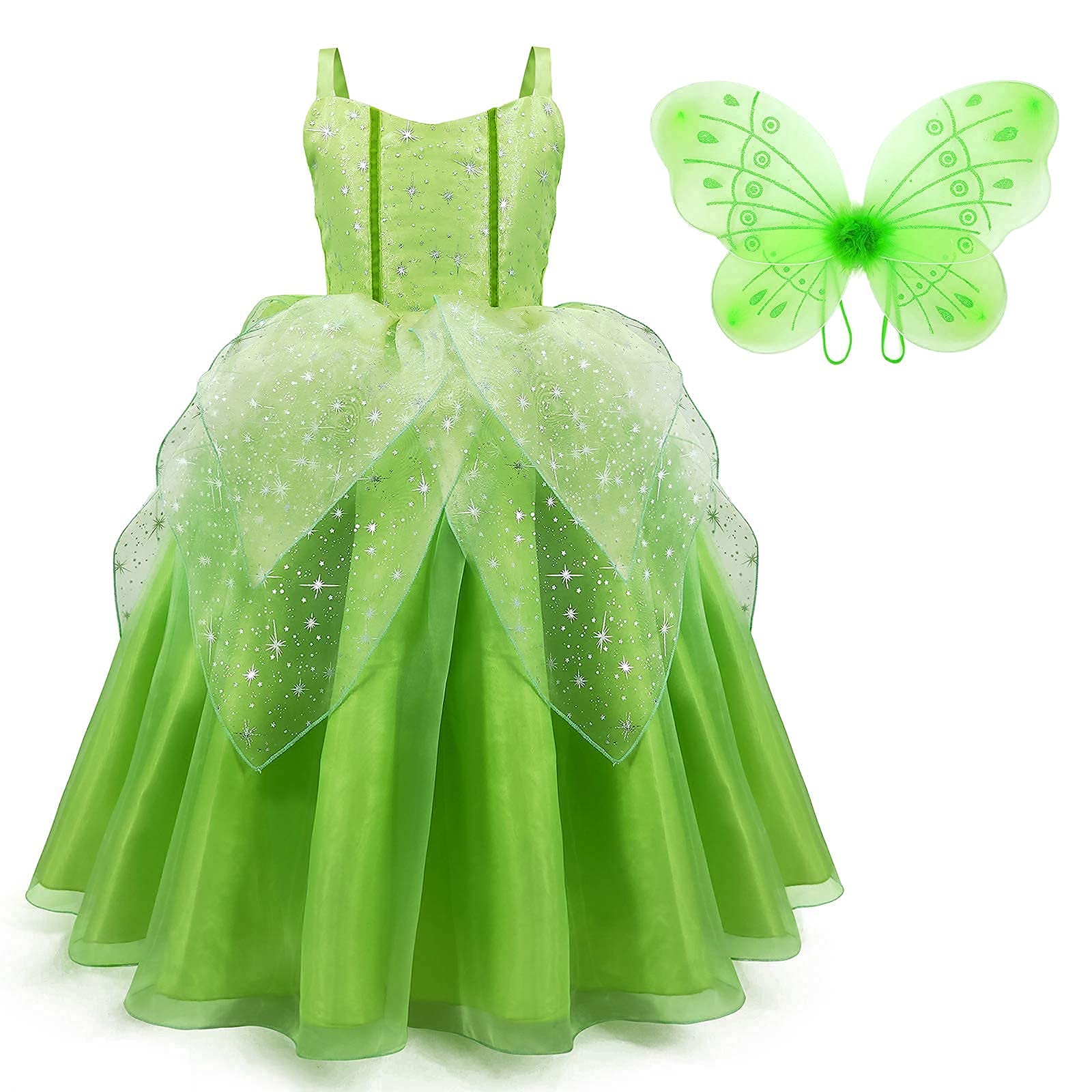 Tyhtym Green Tinkerbell Fairy Costumes Little Girls Dress Up Birthday Halloween Christmas With Wings
