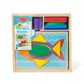 Melissa & Doug Beginner Wooden Pattern Blocks Educational Toy With 5 Double-Sided Scenes and 30 Shapes