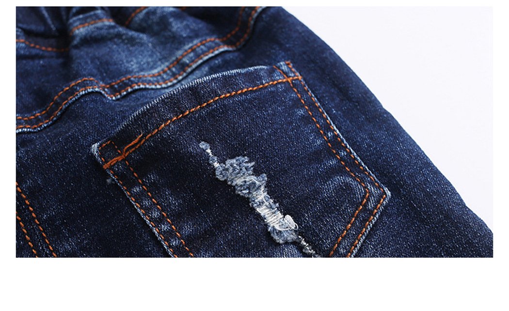 Kidscool Space Baby Girl Boy Jeans,Little Kid Elastic Waist Ripped Denim Pants,Blue,6-12 Months