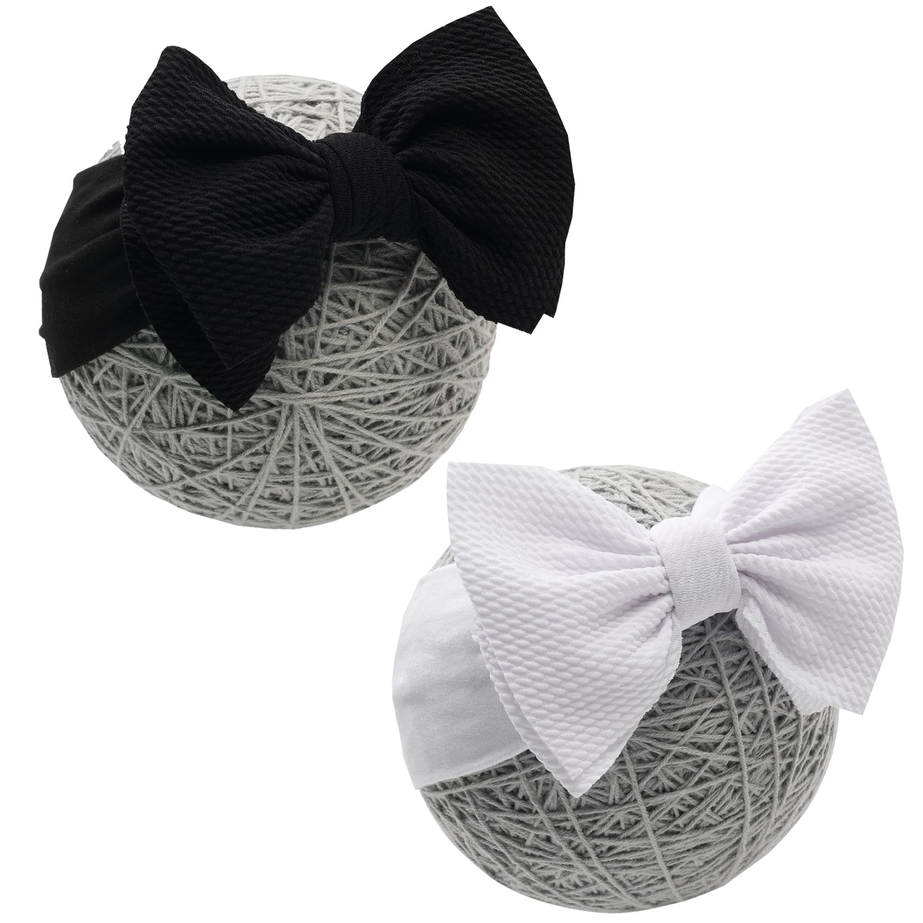 QFV Baby Girl Bows Newborn Headband 0-6 Months Infant Big Bows for Birthday/Baby Shower/Photography/Baby Gifts (Black&White)