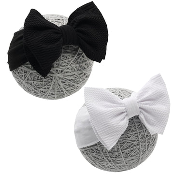QFV Baby Girl Bows Newborn Headband 0-6 Months Infant Big Bows for Birthday/Baby Shower/Photography/Baby Gifts (Black&White)