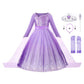Jerrisapparel Girl Snow Party Dress Princess Costume Halloween Cosplay Dress Up (Purple With Accessories, 6)
