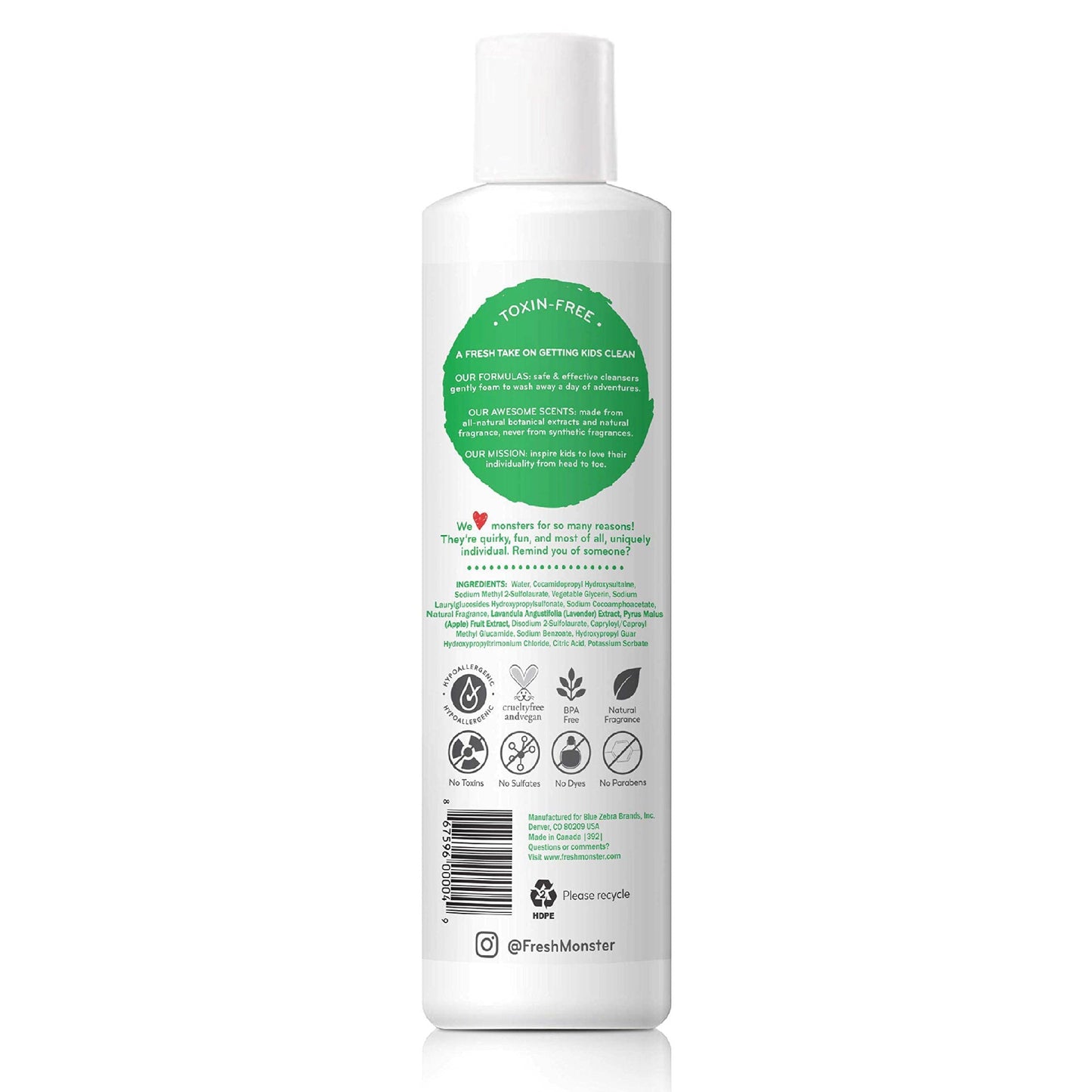 Fresh Monster 2-In-1 Kids Shampoo & Body Wash, Toxin-Free, Hypoallergenic, Natural Shampoo & Body Wash For Kids, Ocean Splash (8