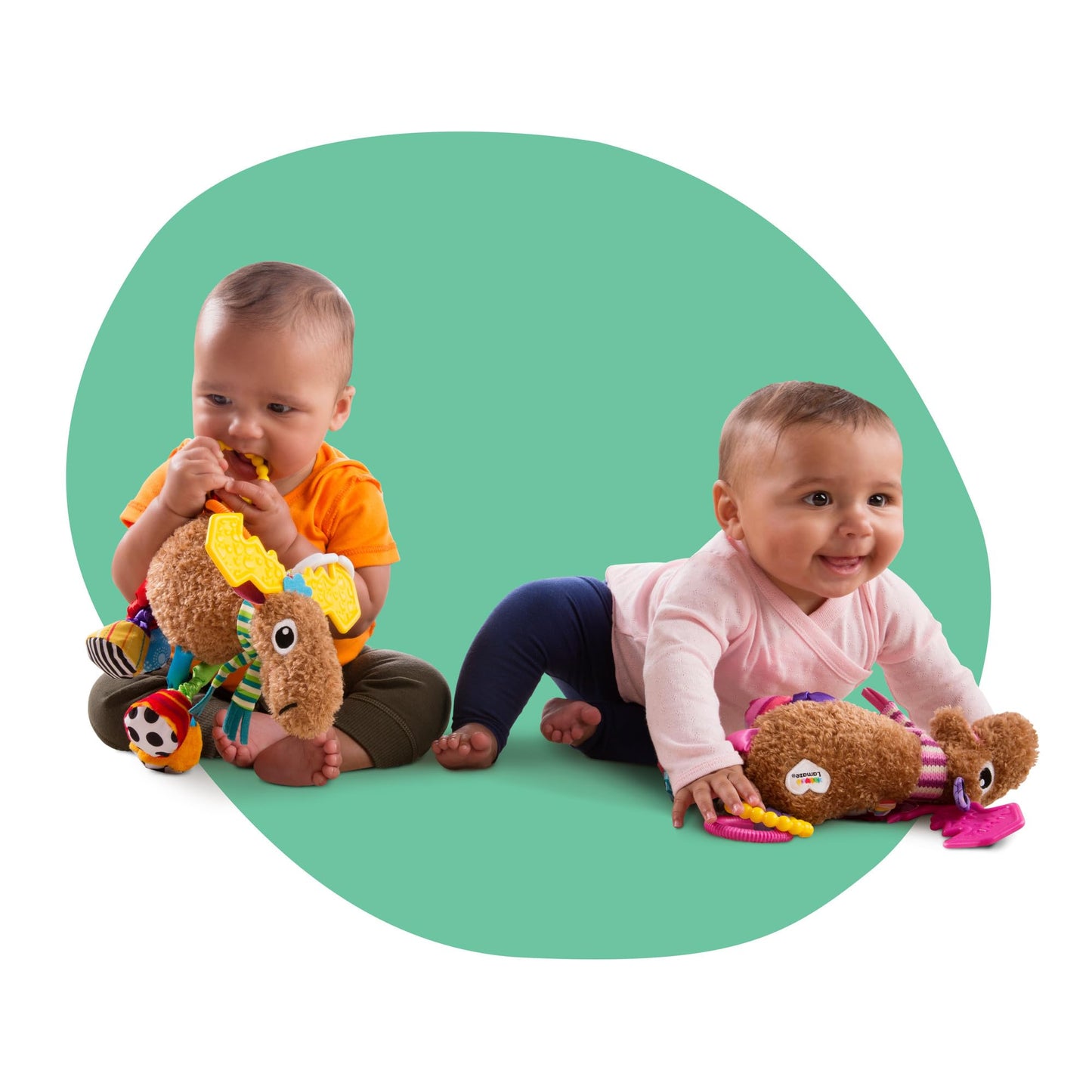 Lamaze Muffin the Moose Clip On Car Seat and Stroller Toy - Soft Baby Hanging Toys - Baby Crinkle Toys with High Contrast Colors