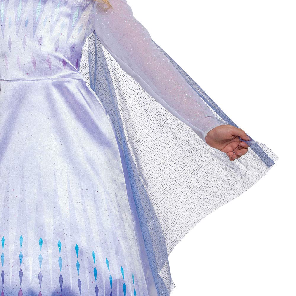Disguise Disney Frozen 2 Elsa Costume For Girls, Classic Dress And Cape Outfit, Child Size Small (4-6X), White & Blue