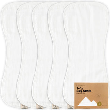 5-Pack Muslin Burp Cloths For Baby Boys And Girls - Super Absorbent Baby Burp Cloth, Viscose Derived From Bamboo Cotton Baby Was