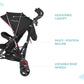 Dream On Me Volgo Twin Umbrella Stroller In Pink, Lightweight Double Stroller For Infant & Toddler, Compact Easy Fold, Large Sto