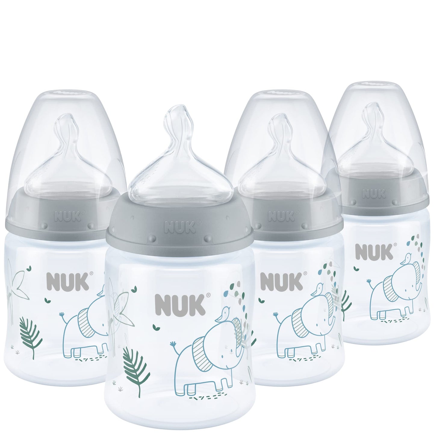Nuk Smooth Flow Anti Colic Baby Bottle, 5 Oz, 4 Pack, Elephant