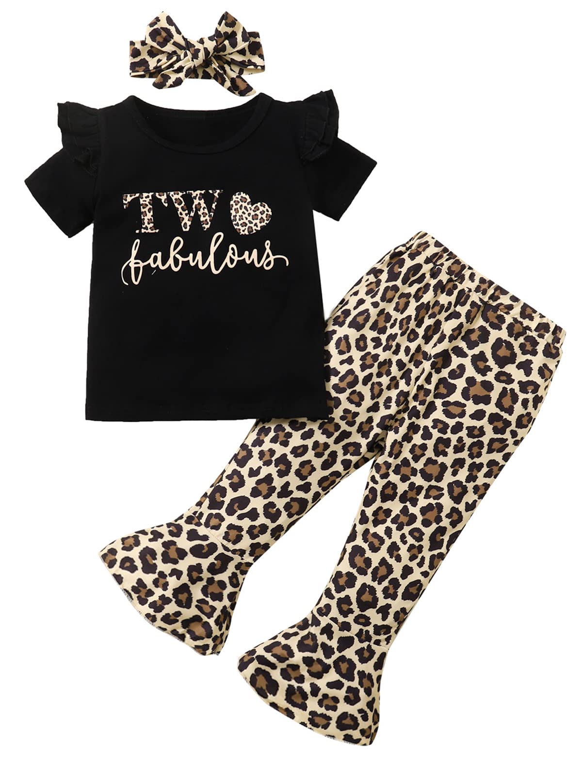 Baby Girl 2Nd Birthday Outfit Girl 2 Year Old Birthday Outfit Toddler Leopard Clothes (Leopard,3T)