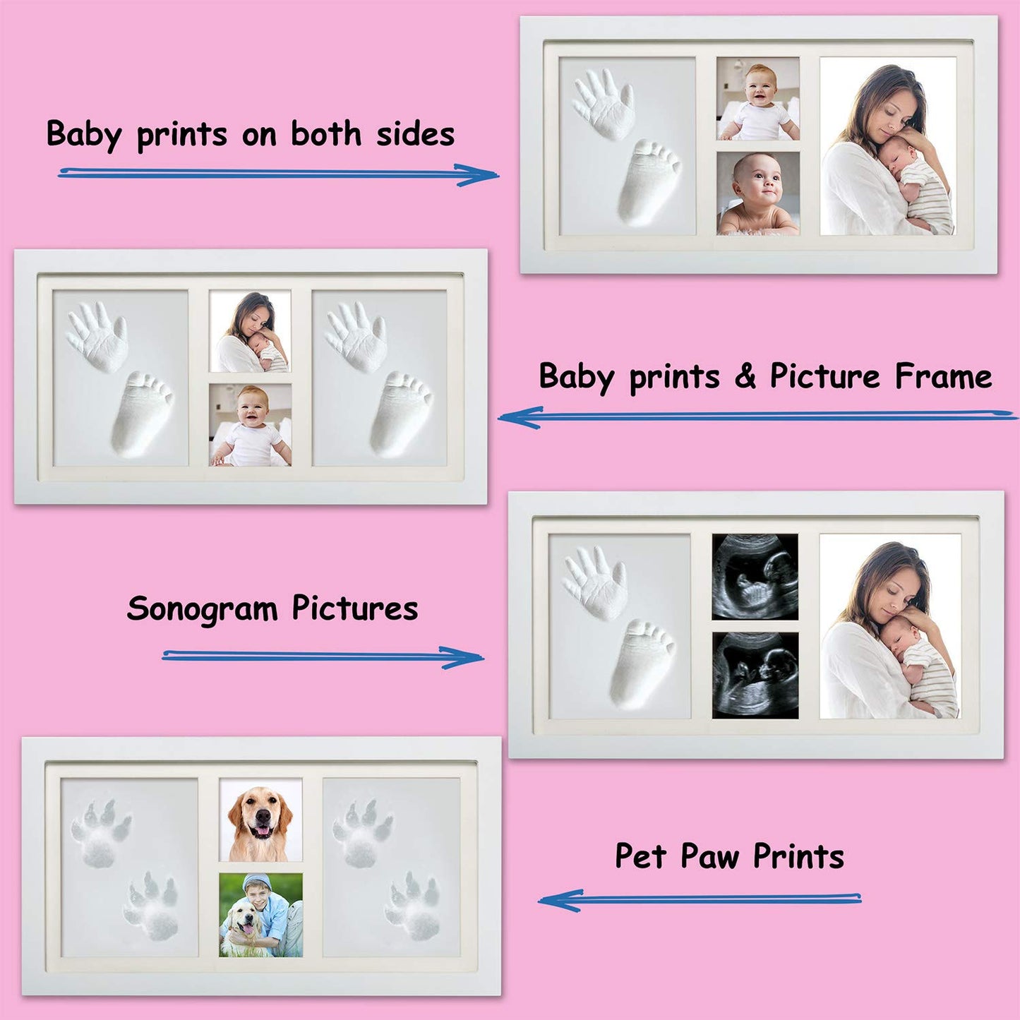 Baby Hand And Footprint Kit, Baby Picture Frame Kit, Baby Nursery Memory Art Kit Frames,1200 Grams Of Clay - Best Baby Shower Gi