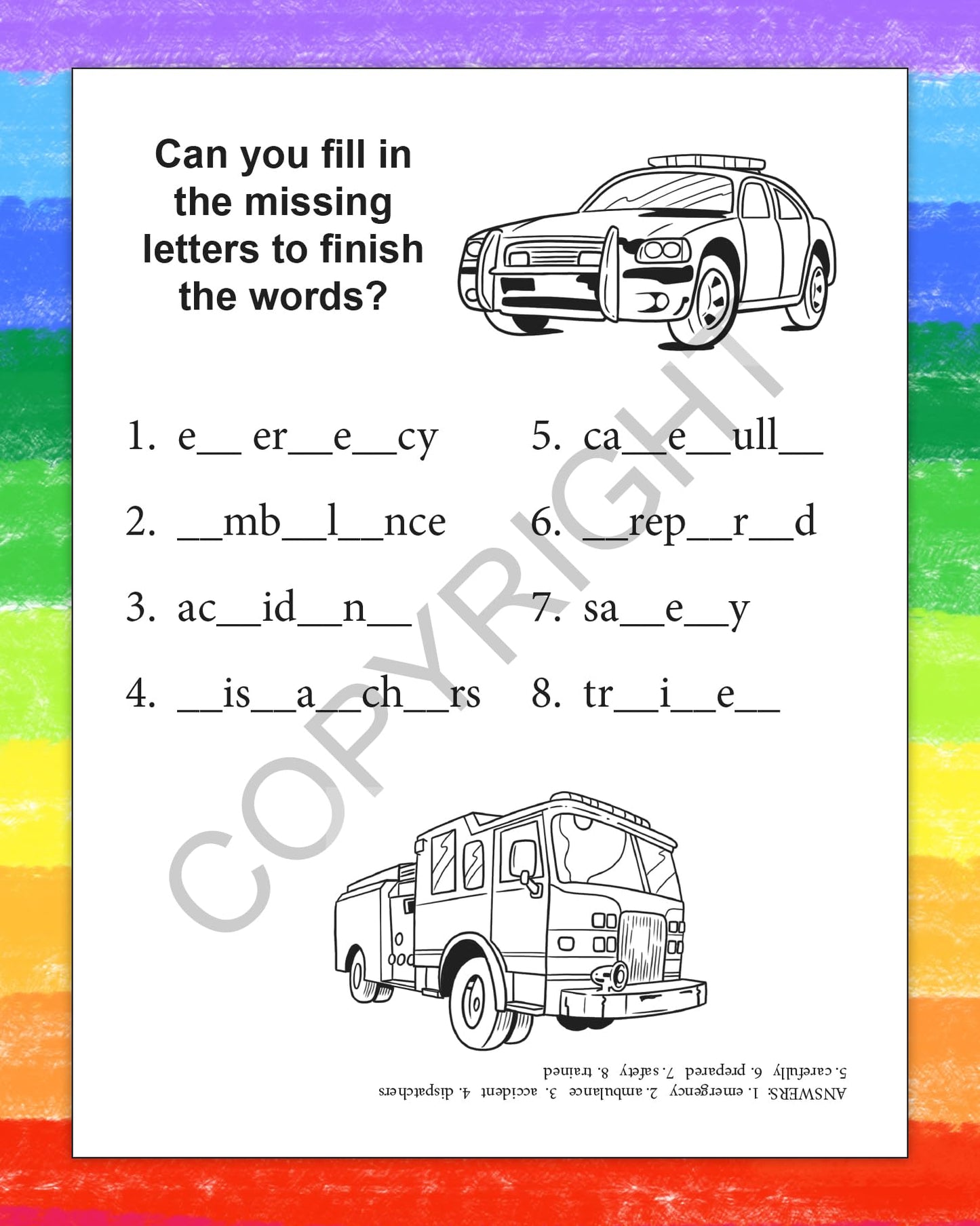 ZOCO - Learn About 911 - Coloring & Activity Books (25 Bulk Pack, Without Crayons) - EMT, EMS Dispatcher, Police, Sheriff, Fire