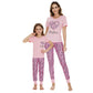 MyFav Mommy and Me Pajamas Heart Print Sleepwear Family Matching Short Sleeve Nightwear, Pink Heart, 12 Years