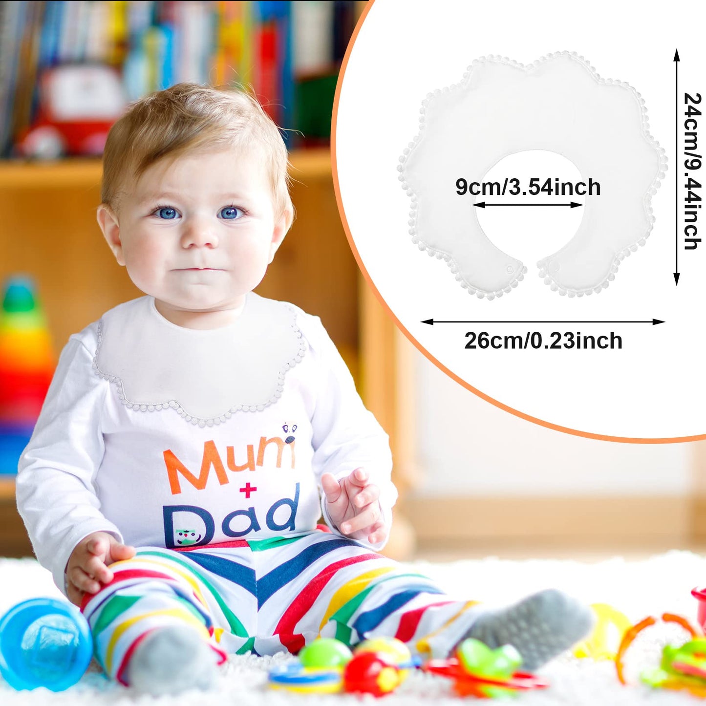 Jenpen 4 Pieces White Bibs For Baby Baby Girl Bandana Bibs Baby Bandana Drool Bibs 360 Bibs For Baby Girl Muslin Bibs Set For Te