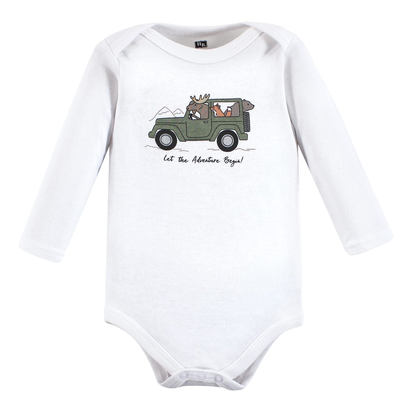 Hudson Baby Unisex Baby Cotton Long-Sleeve Bodysuits, Animal Adventure 3-Pack, 6-9 Months