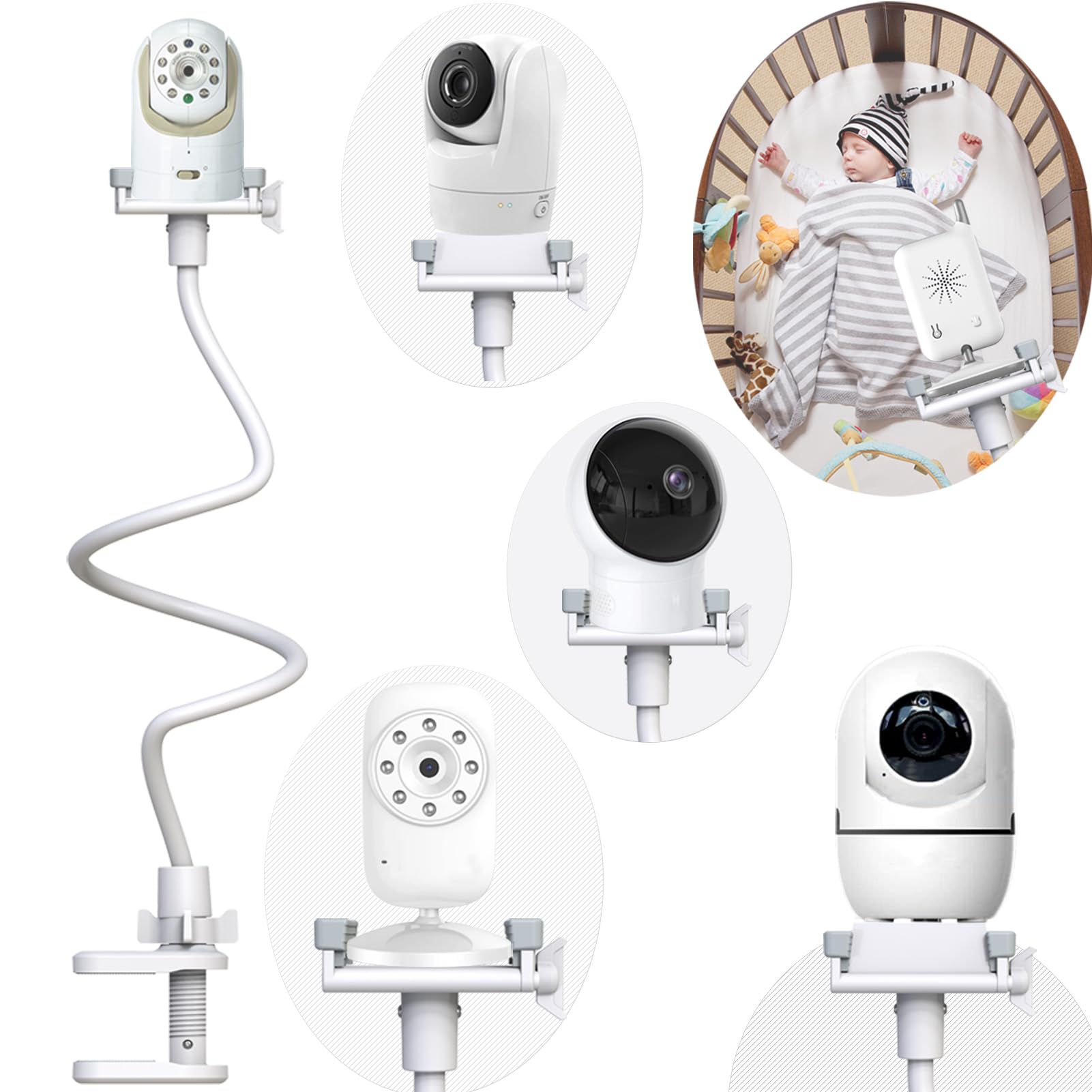 Derebir Baby Camera Mount Flexible Baby Monitor Holder Stand Shelf Compatible With Arenti Baby Monitor,Baby Camera Stand More Sa