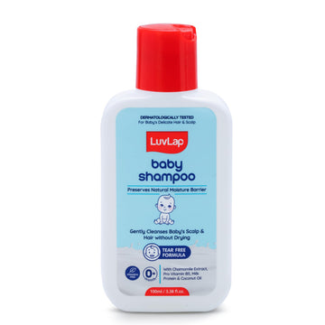 Luvlap Milky Soft Baby Shampoo - 100Ml, Tear Free Formula, With Milk Protein, Vitamin E & Coconut Oil, Shea Butter & Chamomile, 