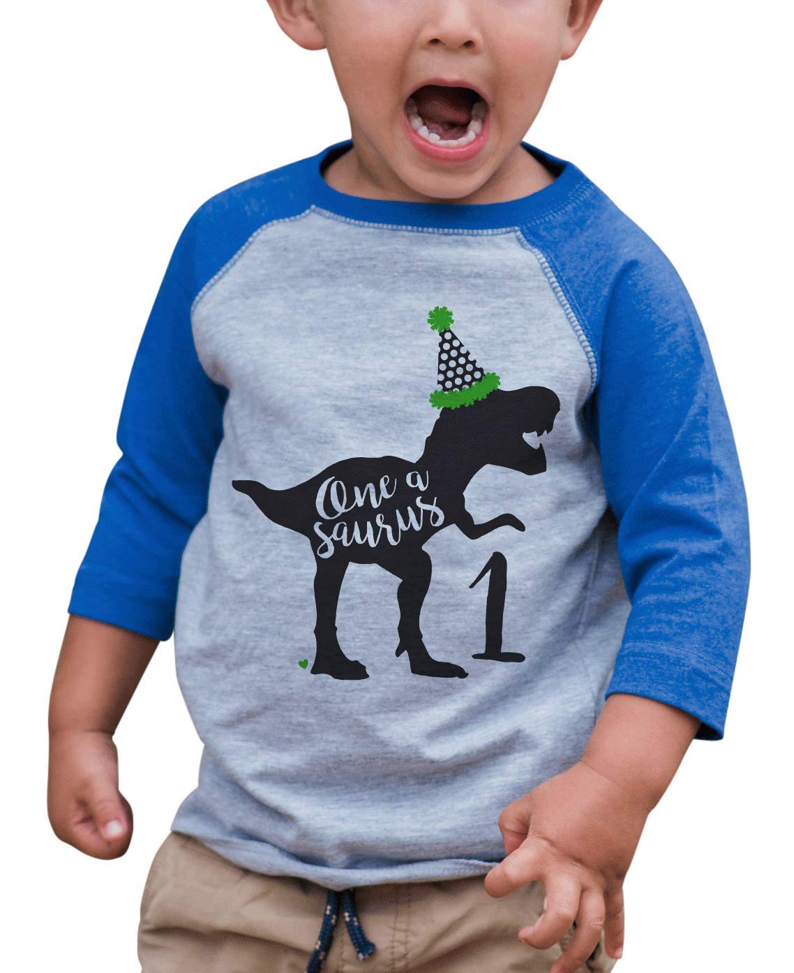 7 Ate 9 Apparel Kid'S One 1St 1 First Dinosaur Dino Birthday Blue Ragl – Cutebab WBBAPB07FXZHCRC