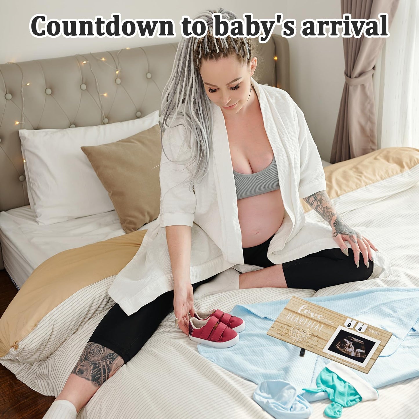 Maahongh Sonogram Picture Frame With Countdown Weeks, Ultrasound Picture Frame, Baby Gender Reveal Gifts, 4'X 3' Baby Sonogram