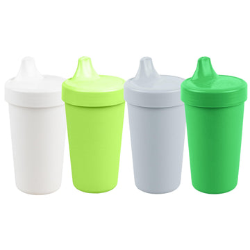 Re-Play Spill-Proof Sippy Cups - Reusable 10 Oz Set of 4, Dishwasher & Microwave Safe, Made in USA, Modern Green